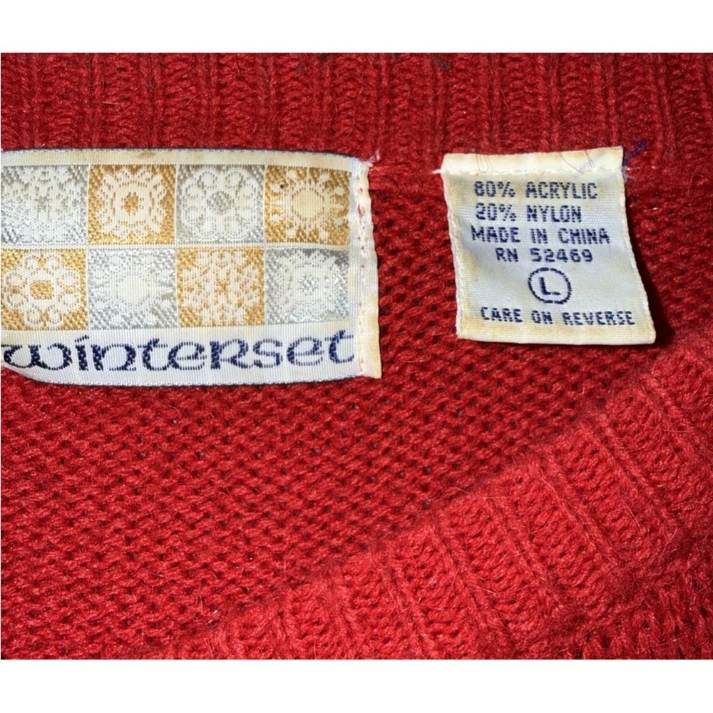 Vintage Festive Red Sweater with Floral Embroidery - Picture 5 of 6